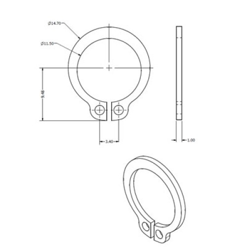 71X-0036-33 - External 12mm Circlip