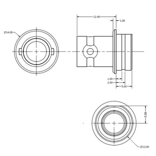 71X-0037-33 - BNC Outer Circlip Bulkhead Mounted Connector Body