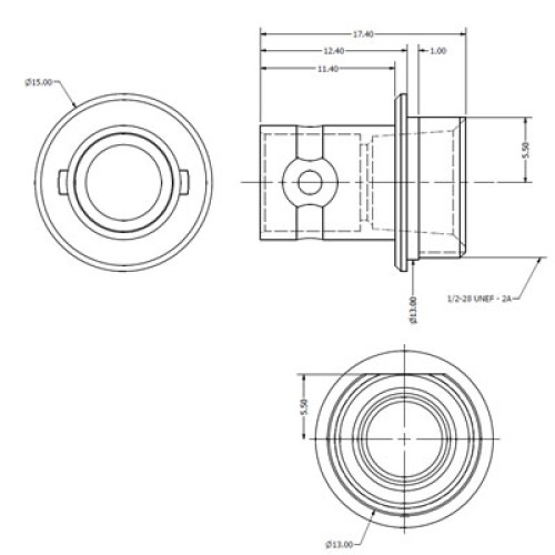 71X-0039-33 - BNC Outer Front Mounted Bulkhead Connector Body