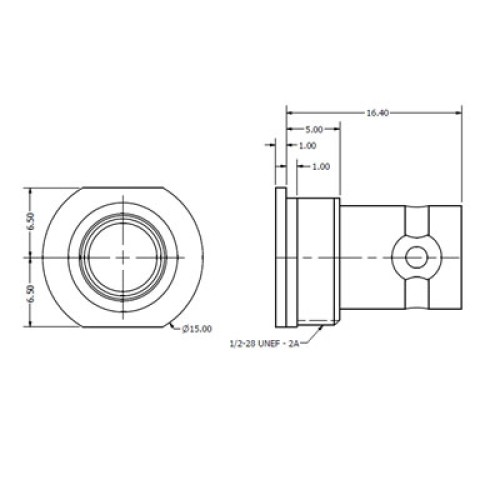 71X-0042-33 - BNC Outer Rear Mounted Bulkhead Connector Body With Flats