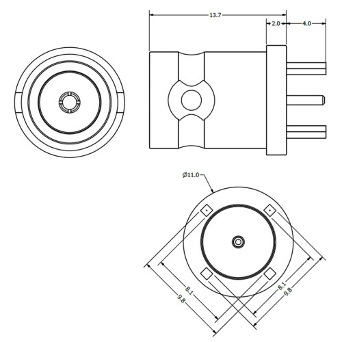 C-SX-063 - 3GHz Top Entry PCB Mounting BNC Connector