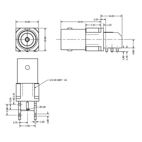 C-SX-087G - Right Angle PCB Mounting BNC Connector with Pathfinder Light Pipe