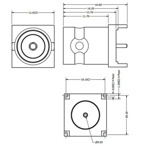 C-SX-089 - Square Based Top Entry BNC Connector