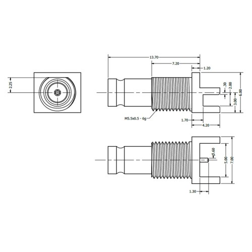 C-SX-098G - PCB Edge Mounting 1.0 / 2.3 Bulkhead Connector