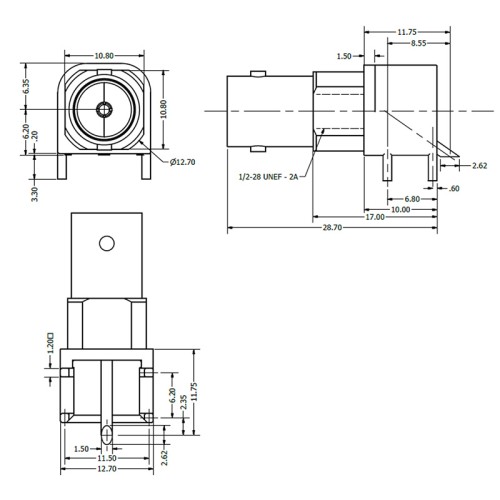 C-SX-104 - PCB Surface Mounting BNC Connector for PCI Express® Applications