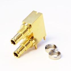 C-SX-115G - Dual Port Right Angled DIN 1.0/2.3 Bulkhead Connector