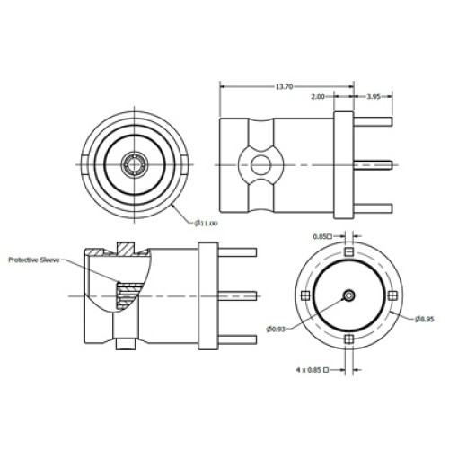 C-SX-119 - Top Entry BNC Connector with Protective Sleeve