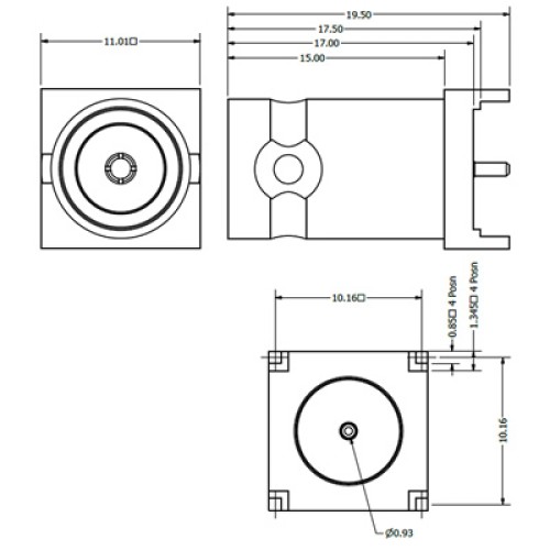 C-SX-123 - Square Based Top Entry BNC Connector (Long Body)