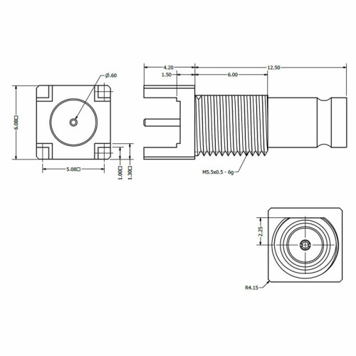 C-SX-133N - Top Entry DIN 1.0/2.3 Bulkhead Mounted Connector