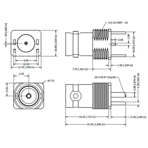 C-SX-139 - Edge Mounting  BNC Bulkhead Connector