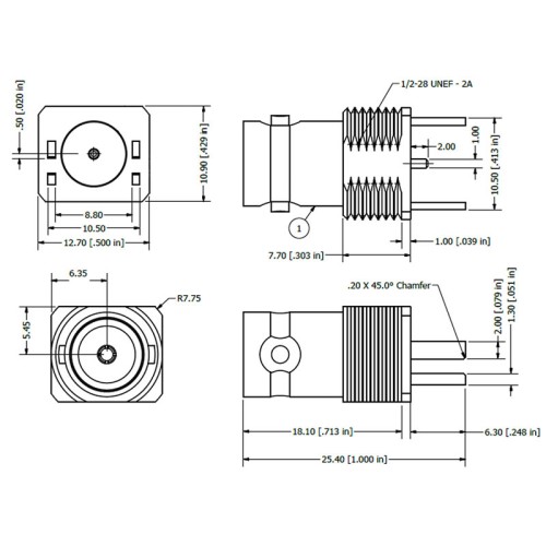 C-SX-141 - Edge Mounting BNC Bulkhead Socket