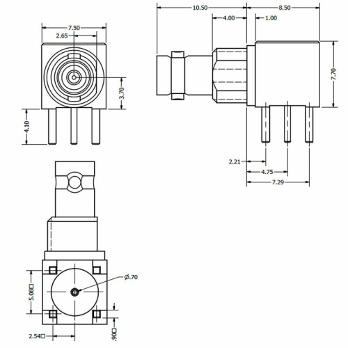 C-SX-142 - Right Angle Bulkhead Micro BNC Connector