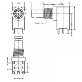 C-SX-149 - Right Angle DIN 1.0/2.3 Bulkhead Connector (Long Body)