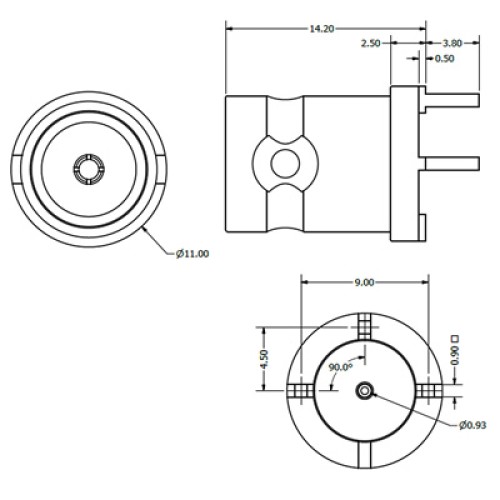 C-SX-150 - Top Entry PCB Mounted BNC Socket