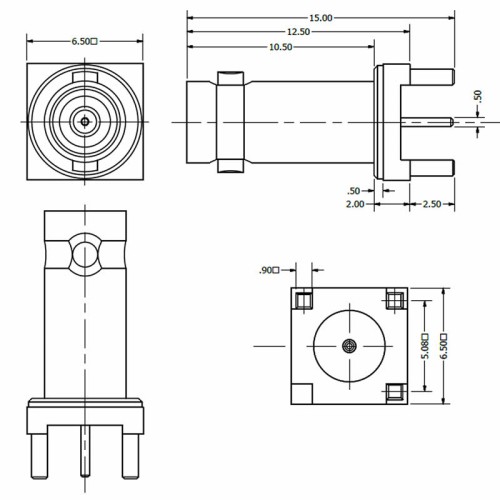 C-SX-153 - Top Entry 3 Pin Long Body Micro BNC Connector