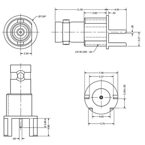 C-SX-155 - Edge Mounted Micro BNC Bulkhead Socket