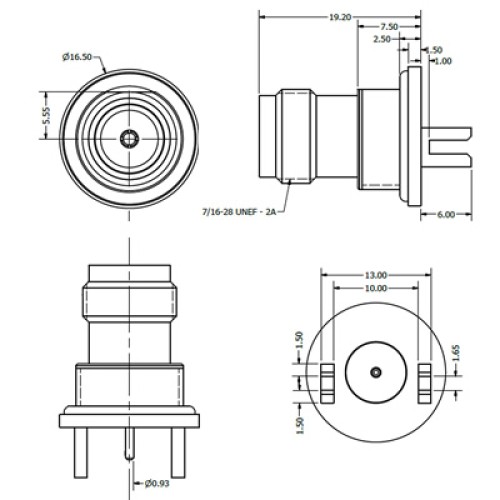 C-SX-157 - Edge Mounted TNC Connector 