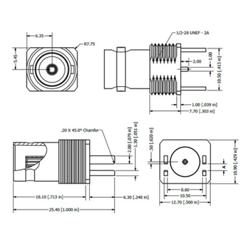 C-SX-158 - Edge Mounting BNC Socket with Protective Sleeve 