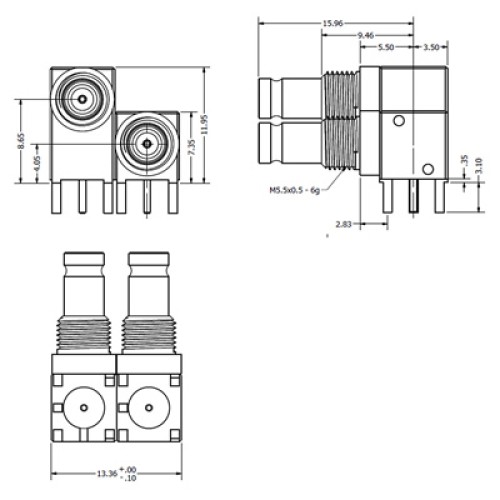 C-SX-161 - Dual Port DIN 1.0/2.3 Bulkhead Connector 