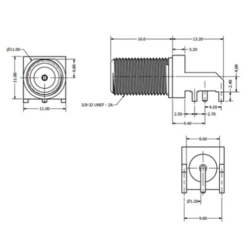 C-SX-163 - Right Angle PCB Mounting F Connector