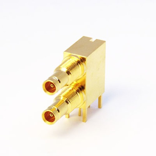 C-SX-167G - Dual Port Right Angled DIN1.0/2.3 Bulkhead Connector