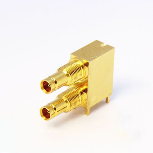 C-SX-171G - Dual Port Right Angle DIN 1.0/2.3 Bulkhead Connector