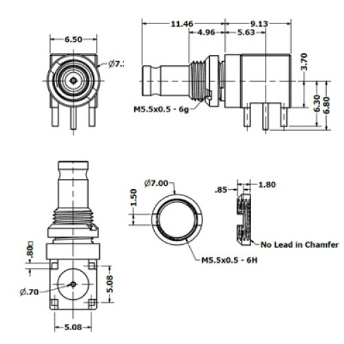 C-SX-175 - Right Angle PCB Bulkhead Mounted Connector