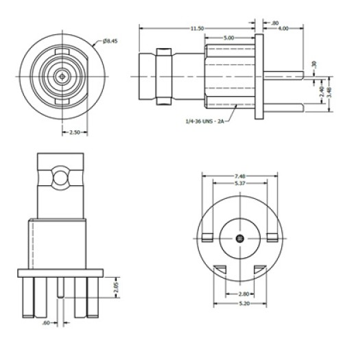 C-SX-176 - Edge Mounted Micro BNC Bulkhead Socket 