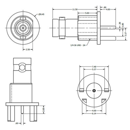 C-SX-177 - Edge Mounted Micro BNC Bulkhead Socket 