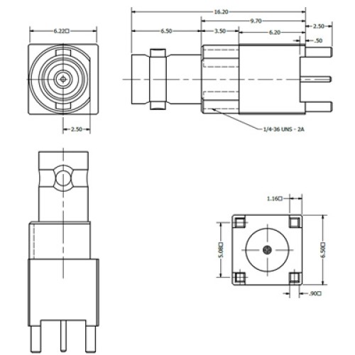 C-SX-178 - Top Entry PCB Mounted Micro BNC Bulkhead Socket