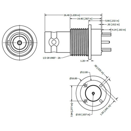 C-SX-180 - Top Entry Bulkhead BNC Connector