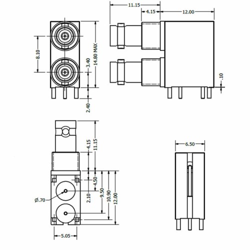 C-SX-183 - Dual Port Right Angle Micro BNC Connector