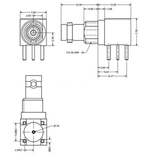 C-SX-185 - Right Angle Micro BNC Bulkhead Socket