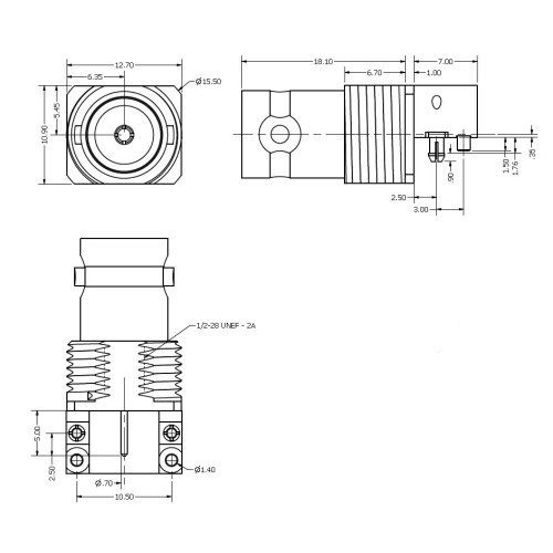 C-SX-205 - End Launch Surface Mount BNC Socket (for automatic placement) tray of 36 pieces