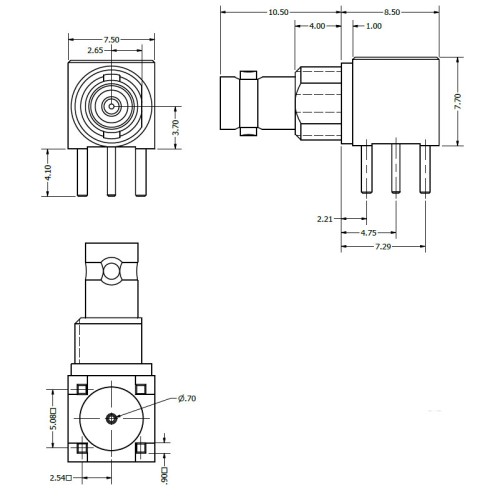 C-SX-210 - Right Angle Bulkhead Micro BNC Connector