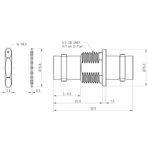 C-SX-221GNHT - BNC Bulkhead Female to BNC Female Adaptor