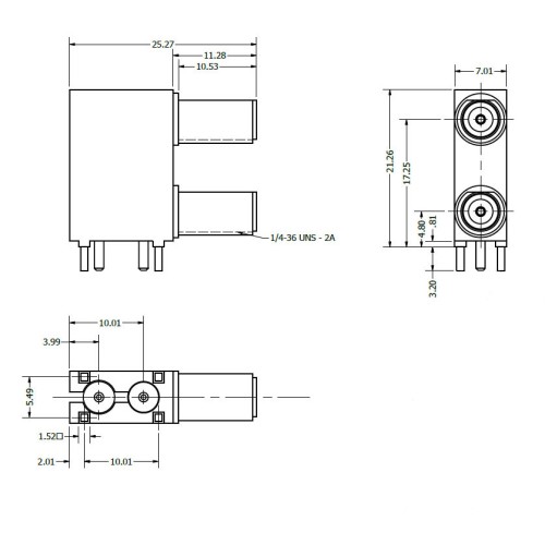 C-SX-241 - Dual Port Right Angle Bulkhead Connector