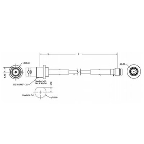 6GHz DIN 1.0/2.3 (m) to BNC (f) Coaxial Cable Assembly - RG59 Cable