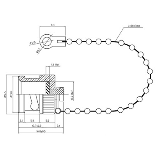 71X-0002-33 - BNC Cap With Ball Chain