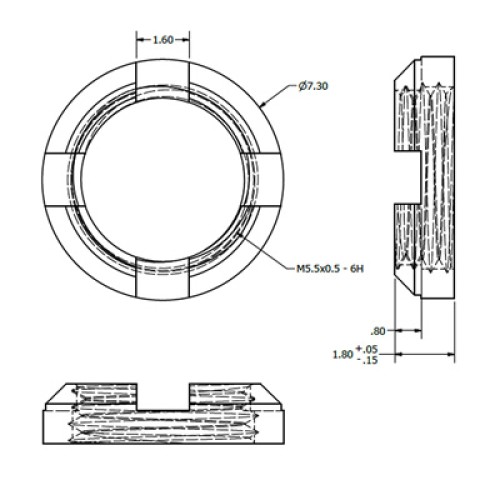 71X-0058-33 - 4 Slot Circular 1.0 / 2.3 Nut