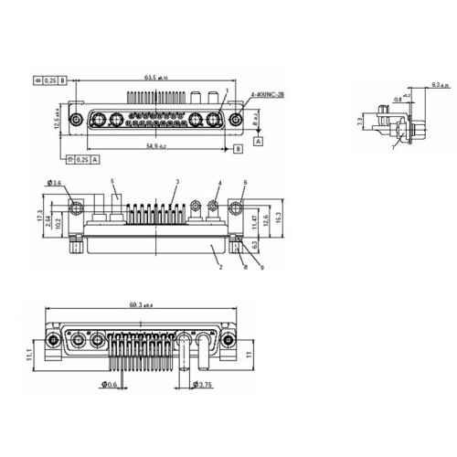 C-SD-334 - Mixed Layout D Subminiature Right Angle Connector 