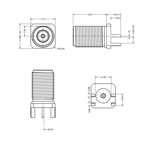 C-SX-235HT - 6GHz Edge Mounted N Type Connector