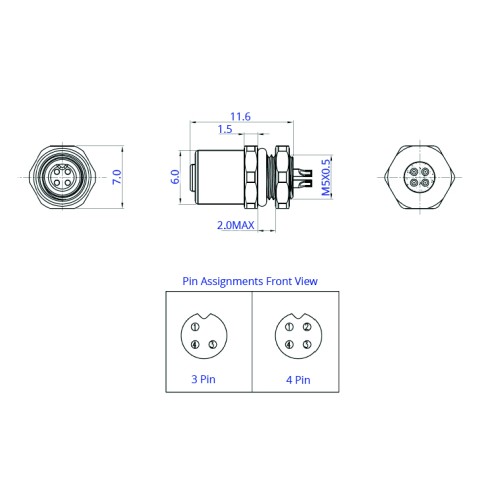 CC05-XXS-RA-PM - M5 Rear Fastening Socket (A Code)