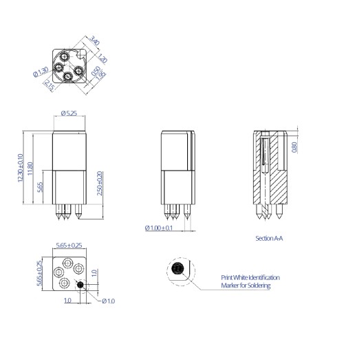 CC08-04S-A-PB15-TR -  M8 4 Position Socket