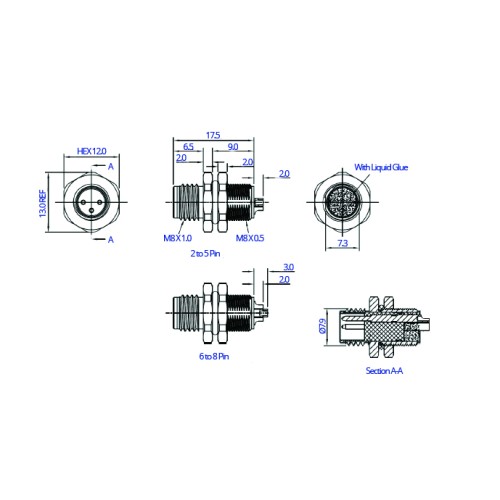 CC08-XXP-RX-PM - M8 Rear Fastening Plug (A and B Code)