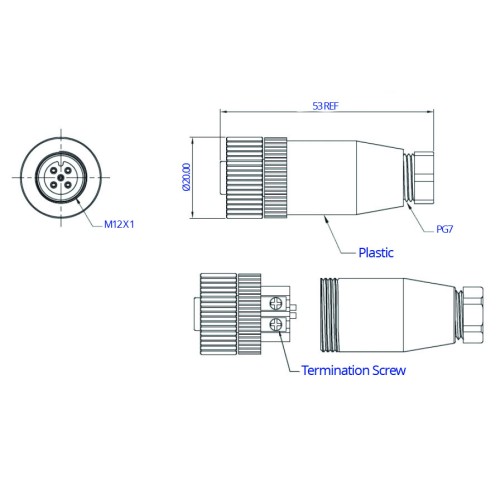 CC12-XXS-X-AE4 - M12 Cable Mounted Socket (A.B and D Code)