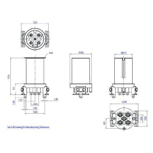 CC12-XXS-X-SMXX-TR - M12 surface Mount Receptacle (A and D Code)