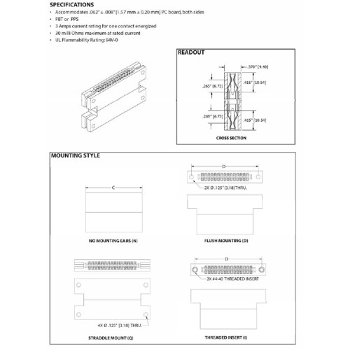 Card Edge Header 2.54mm [.100"] Contact Centres