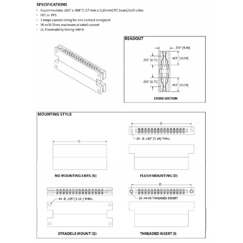 Card Edge Header 3.96mm [.156"] Contact Centres