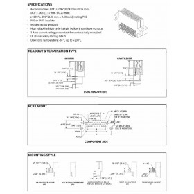 Card Edge Header 1.27mm [.050"] Contact Centres, 23.24 [.915"] Insulator Height